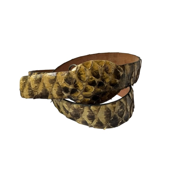 Genuine Vintage Beige Brown Snake Skin Western Cowboy Belt For Men's Size 40 - Picture 1 of 9